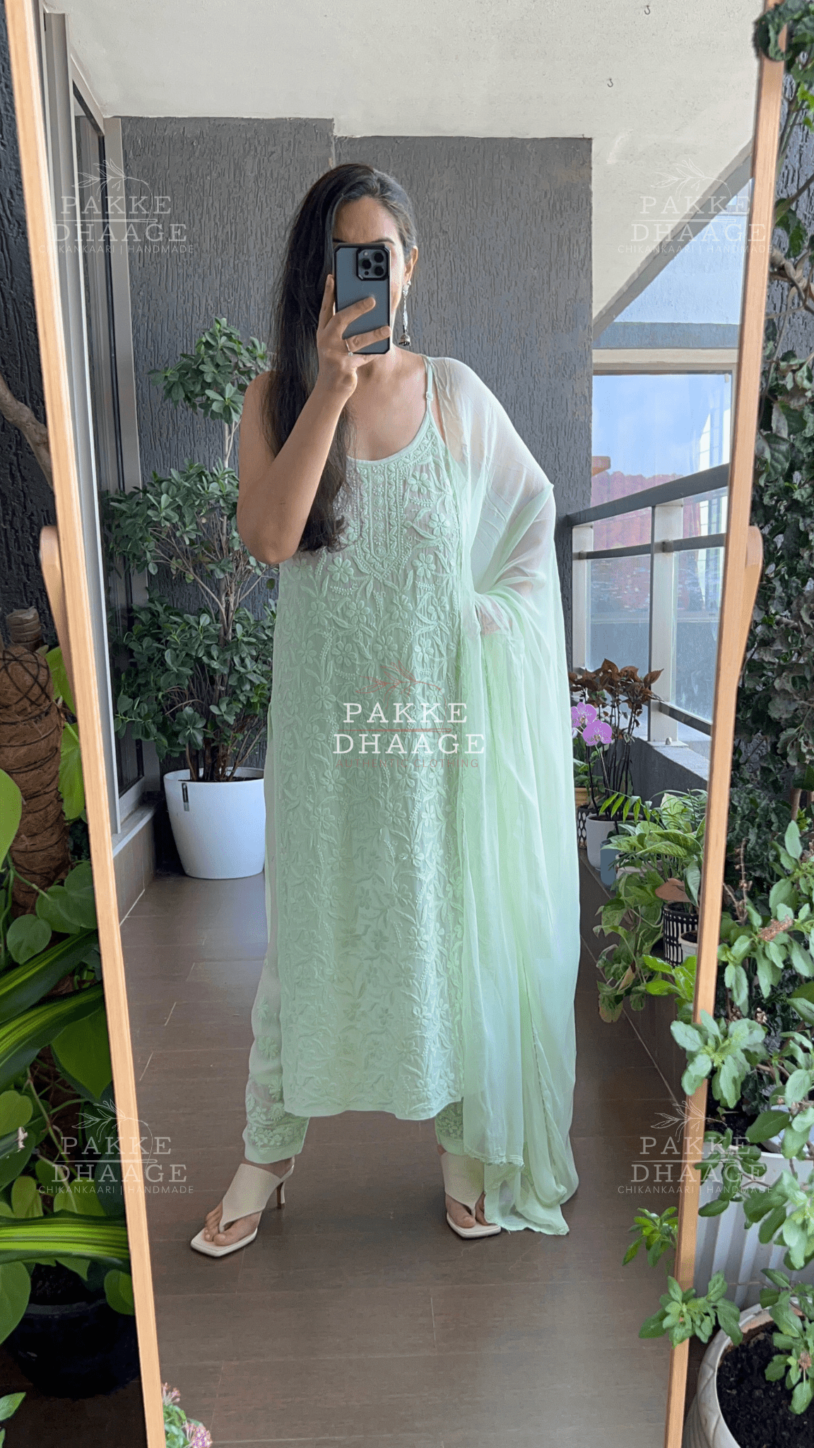 Noor Viscose Georgette Strappy Kurta & Kurta Sets - Mint Green