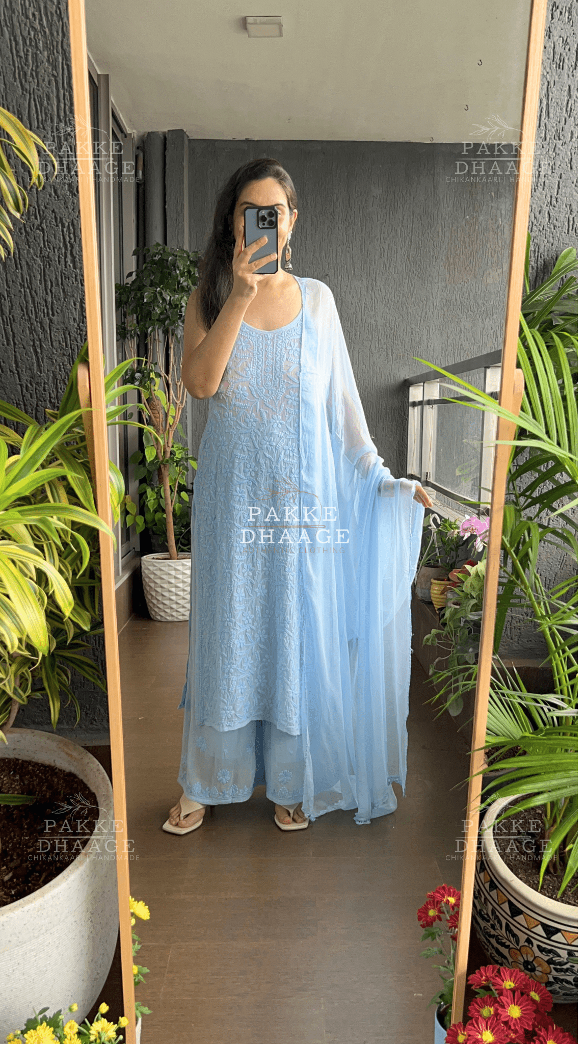 Noor Viscose Georgette Strappy Kurta & Kurta Sets - Powder Blue