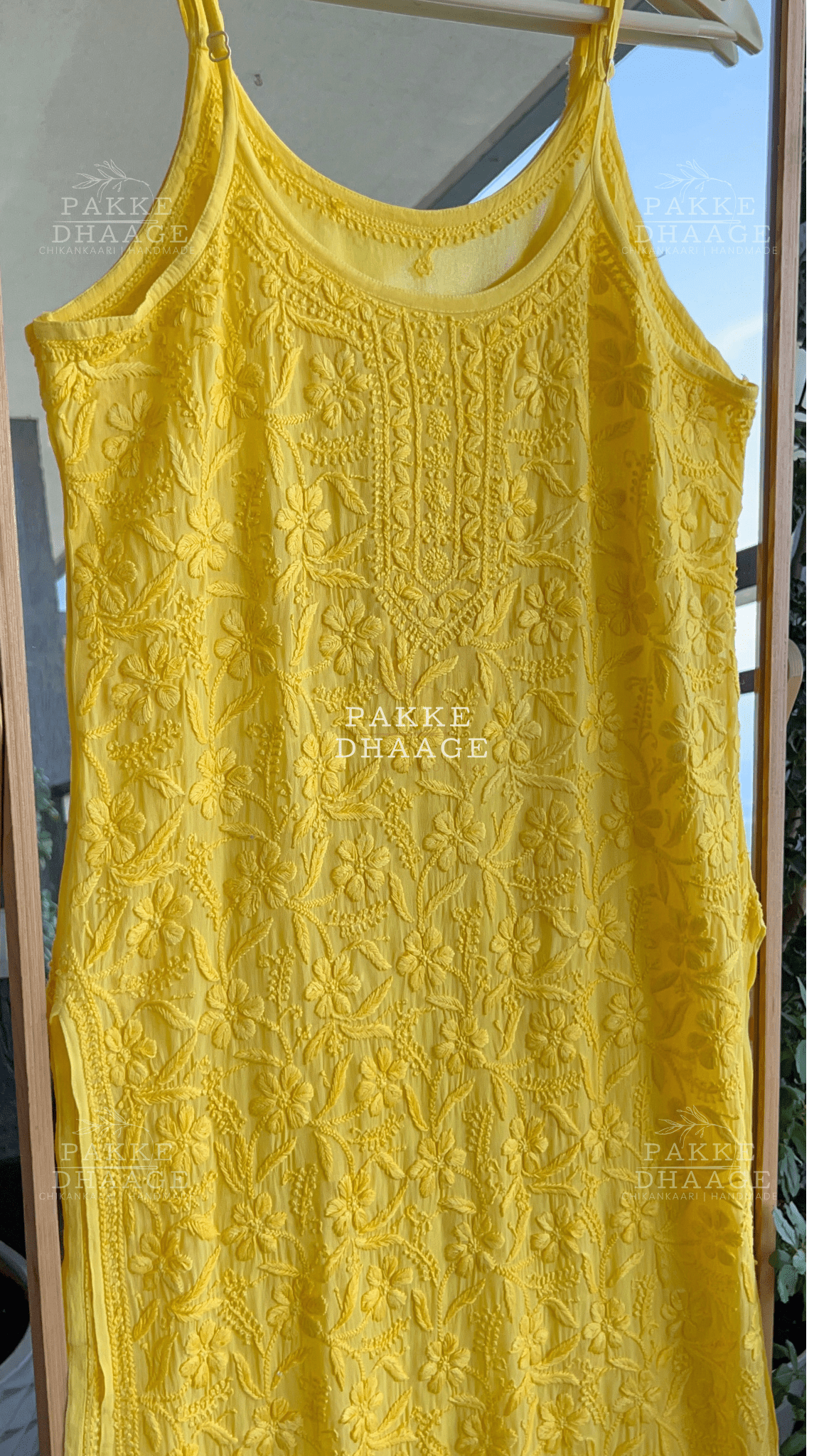 Noor Viscose Georgette Strappy Kurta & Kurta Sets - Vibrant Yellow