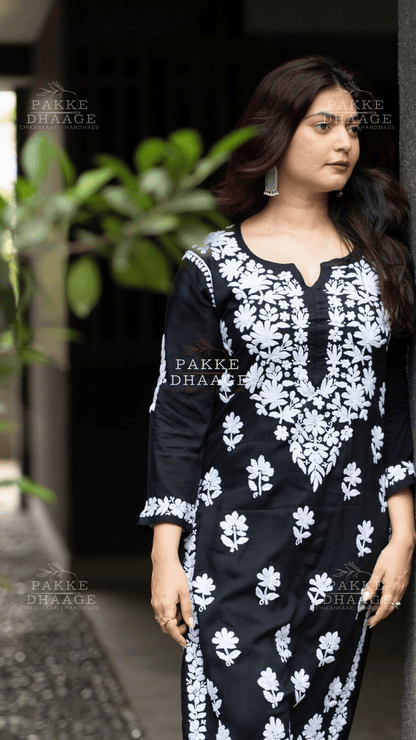 Nyra Premium Pure Modal Kurta Palazzo Set - Black