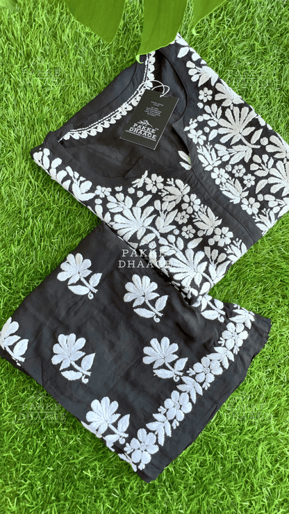 Nyra Premium Pure Modal Kurta Palazzo Set - Black