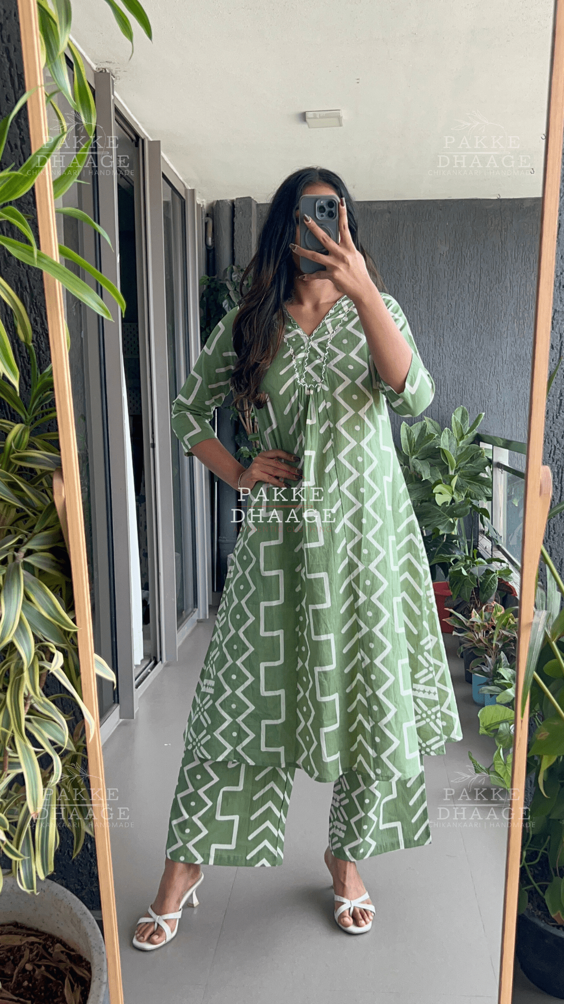Olive Green Pure Cotton Kurta Palazzo set
