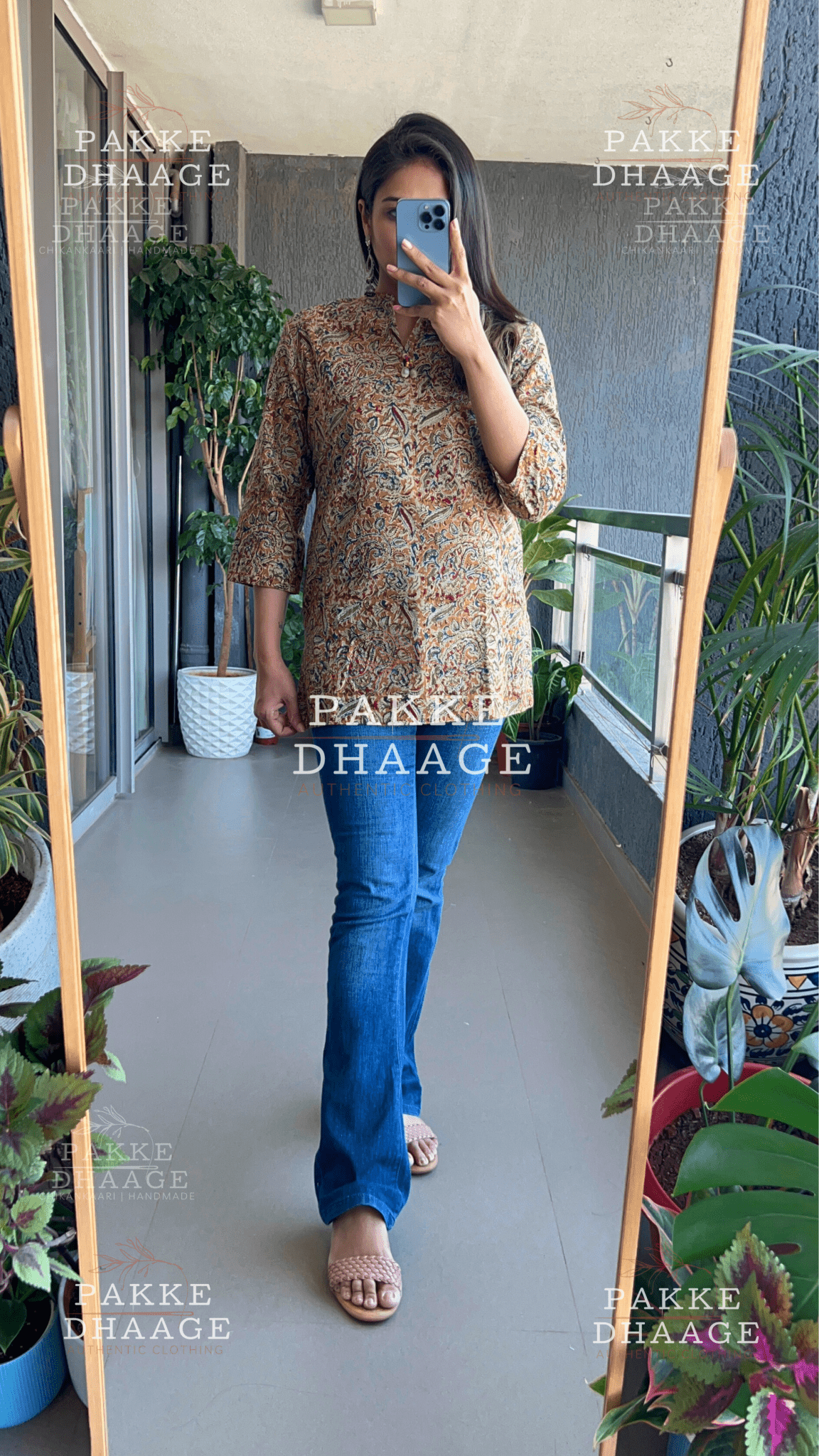 Print Poetry Ajrakh Short Kurtis - Mustard