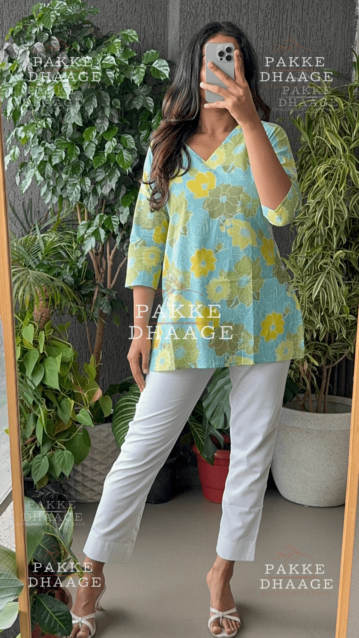 Print Poetry Pure Cotton Short Kurtis - Floral Bloom