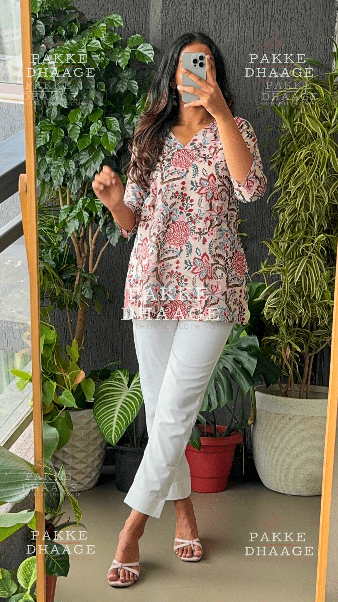 Print Poetry Pure Cotton Short Kurtis - Meadow Mist