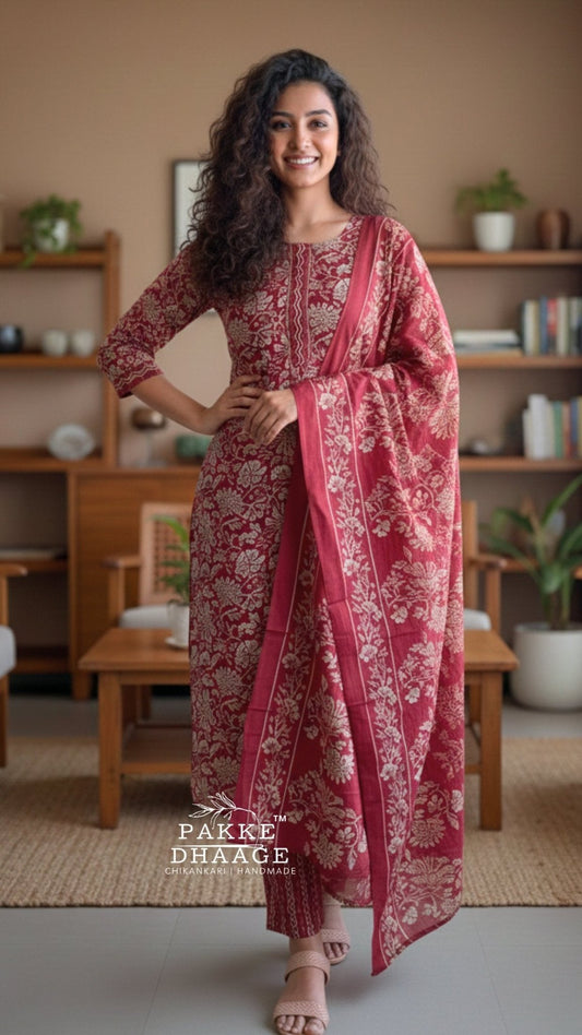 Print Potery 3-pc Printed Suit - Red Rouge