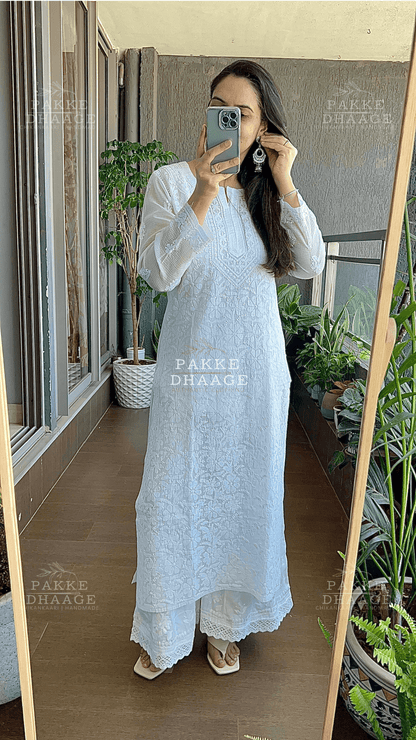 Pure Kota Doria Kurta - White