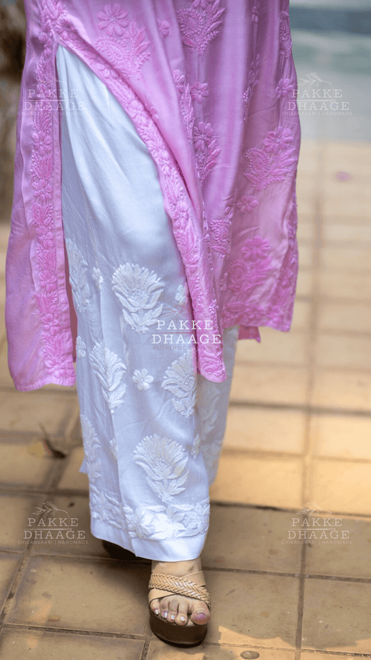 Pure Modal Chikankari Straight Palazzo - Free Size