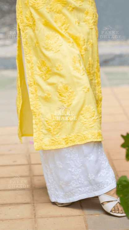 Pure Modal Chikankari Straight Palazzo - Free Size