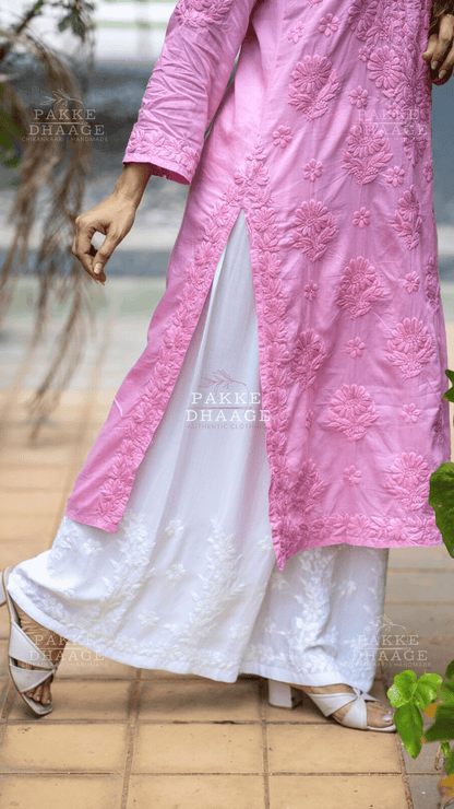 Pure Modal Chikankari Straight Palazzo - Free Size