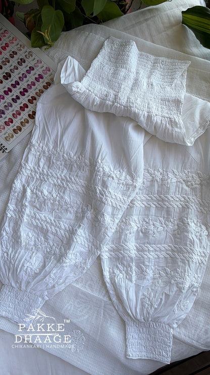 Pure Mul Cotton Chikankari Harem Pants