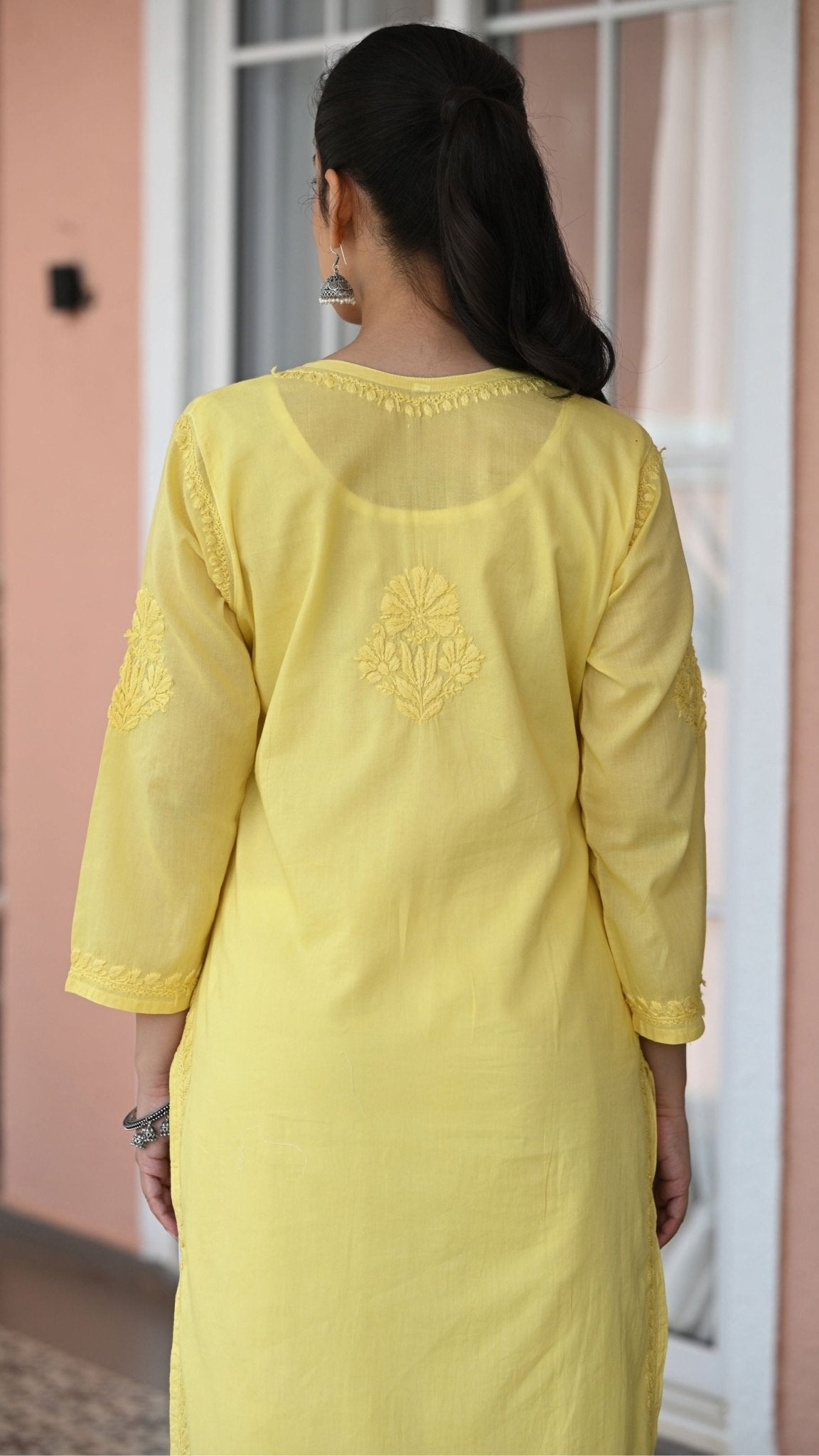 Reet Chikankari Pure Mul Cotton Kurtis - Sunshine Yellow