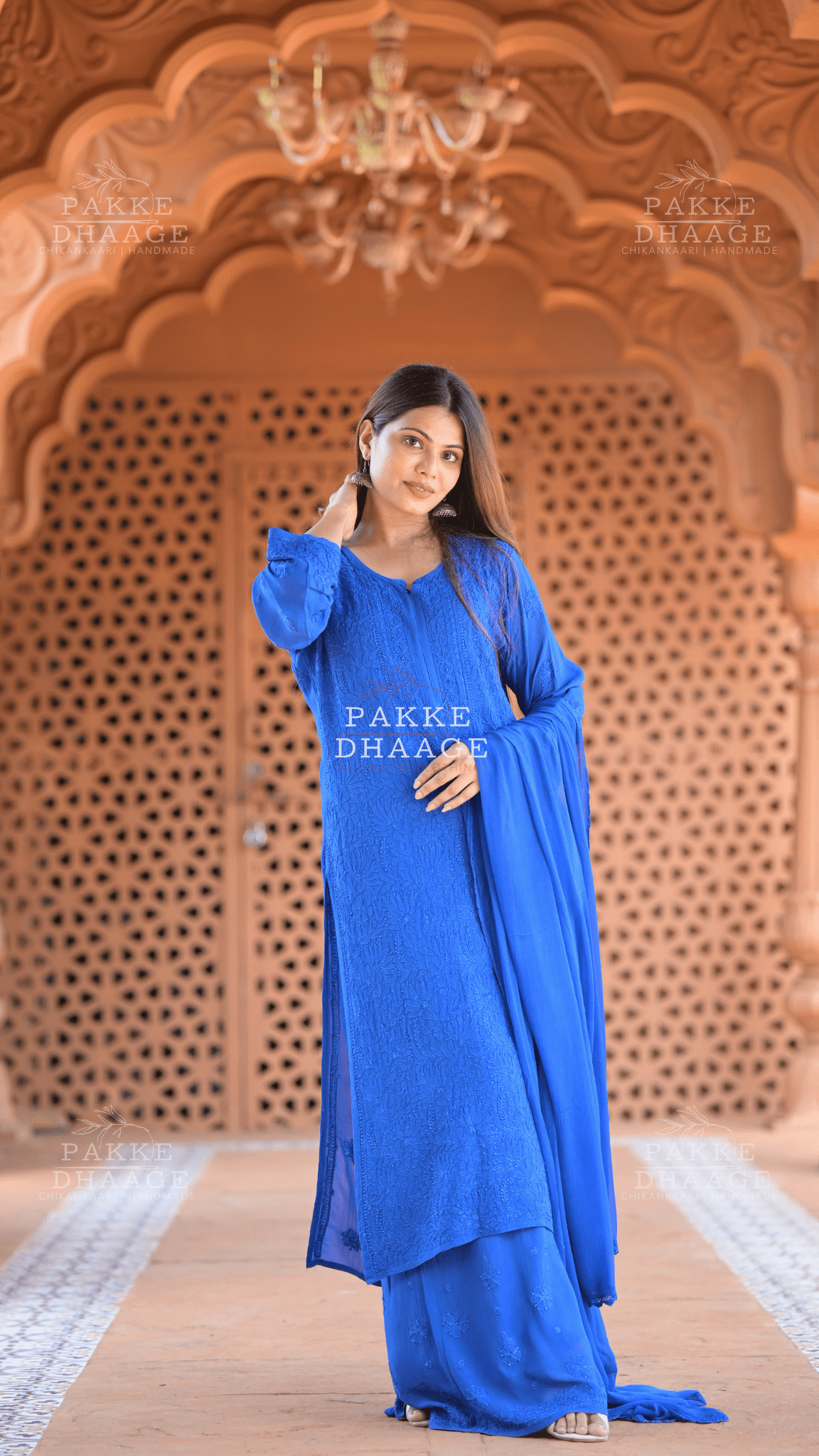 Roohani Georgette Kurta & Kurta Sets - Blueberry Blue