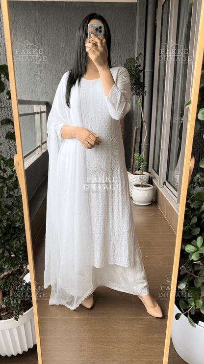 Roohani Georgette Kurta & Kurta Sets - Classic White