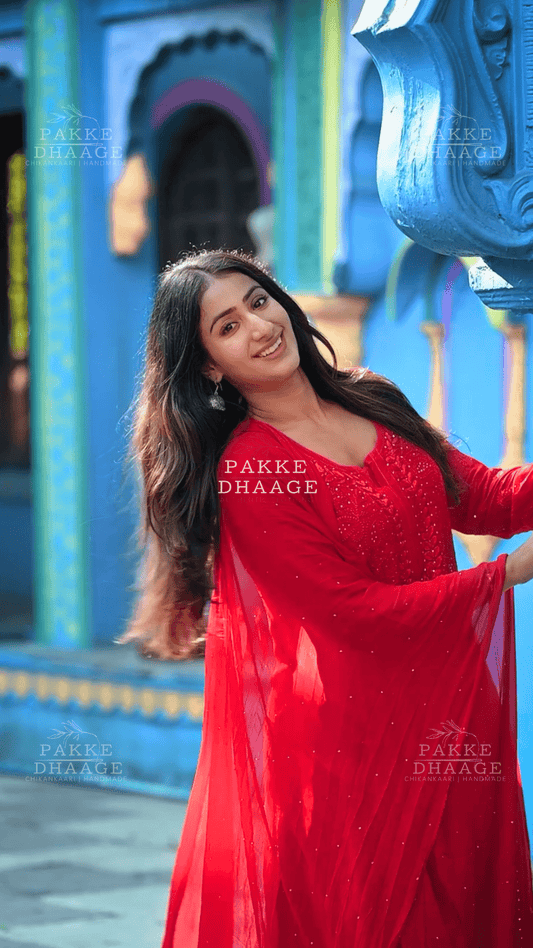 Roohani Georgette Kurta & Kurta Sets - Lady In Red