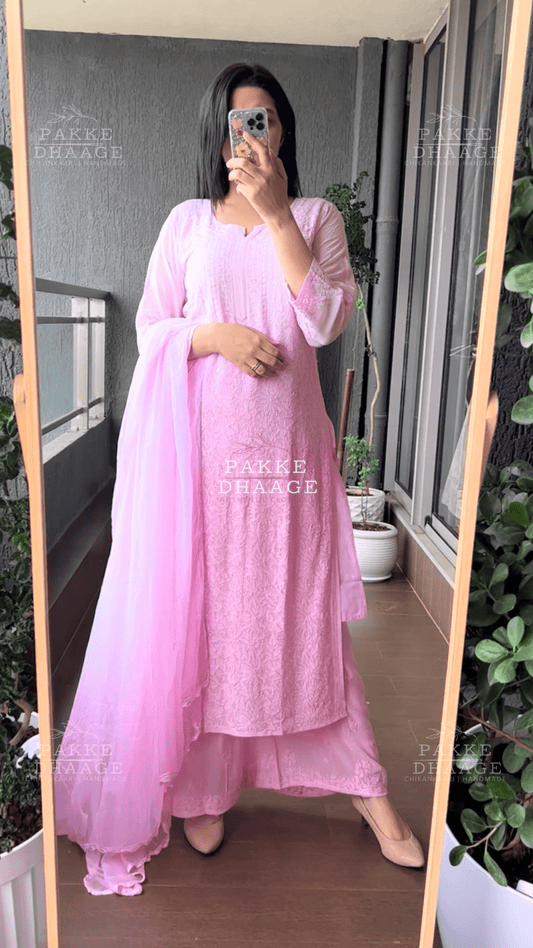 Roohani Georgette Kurta & Kurta Sets - Ombre Blush Pink