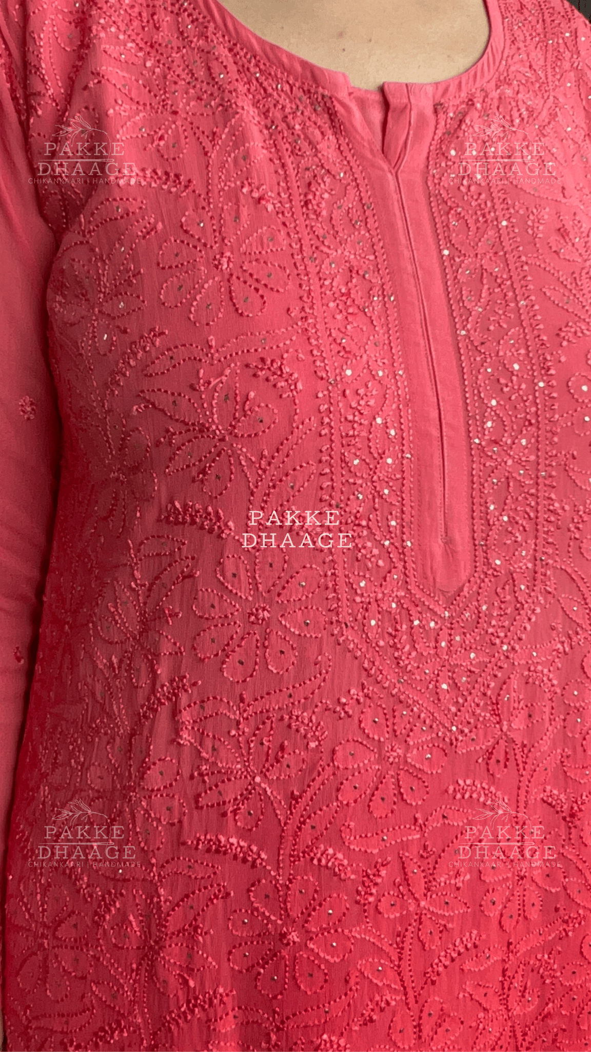 Roohani Georgette Kurta & Kurta Sets - Ombre Cherry Red