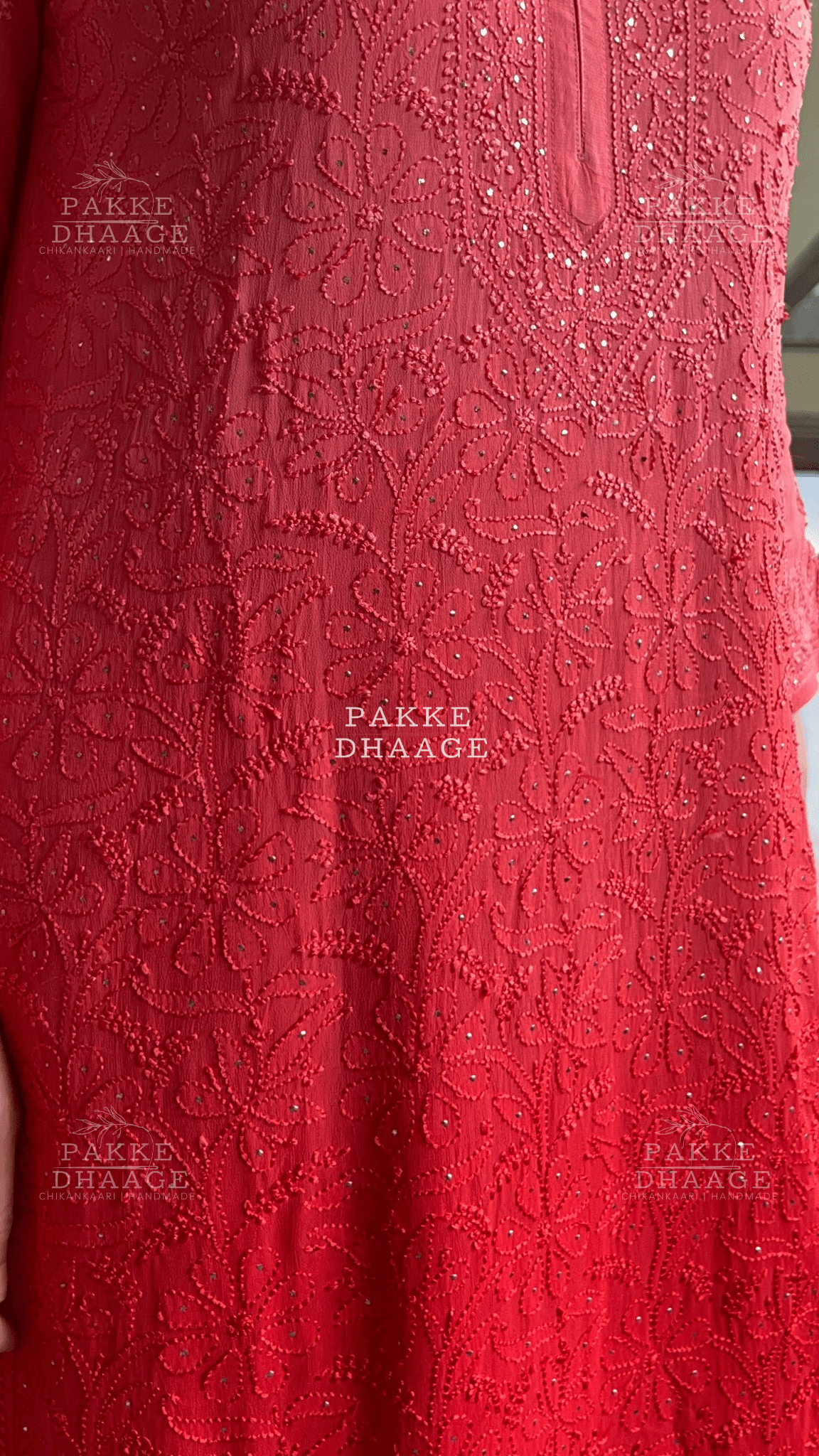 Roohani Georgette Kurta & Kurta Sets - Ombre Cherry Red