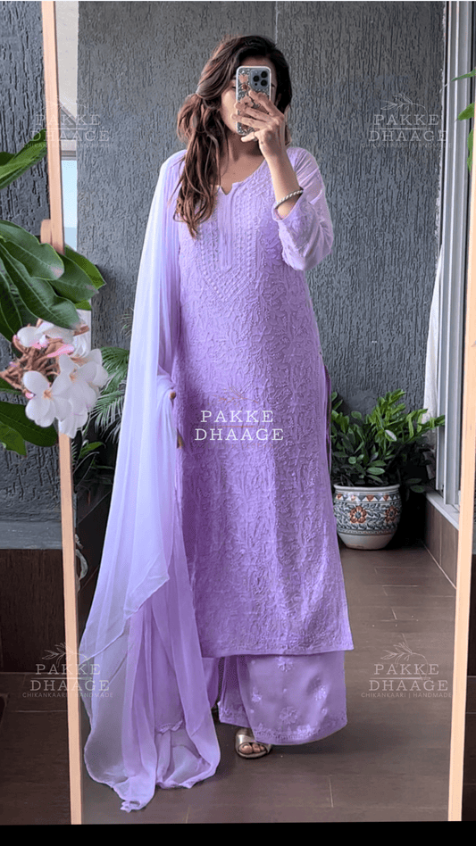 Roohani Georgette Kurta & Kurta Sets - Ombre Lilac Blush