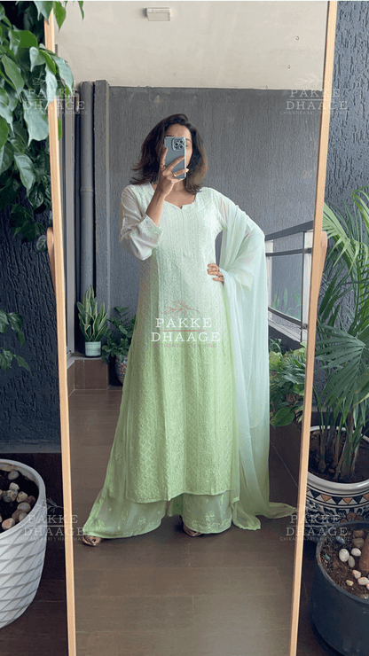 Roohani Georgette Kurta & Kurta Sets - Shadow Lime