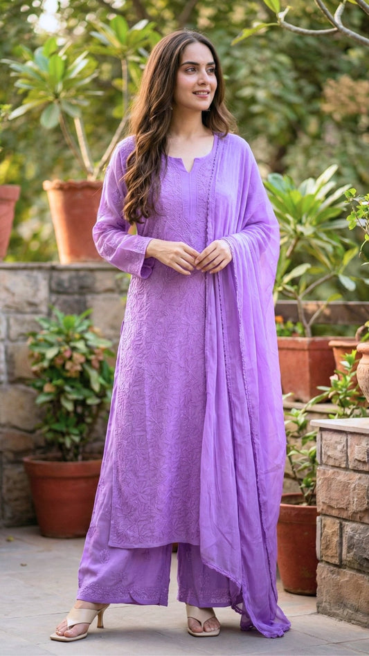 Roohani Georgette Kurta & Kurta Sets - Purple Hearts