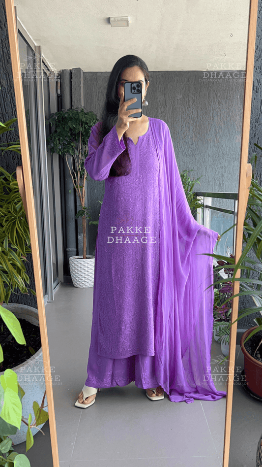 Roohani Georgette Kurta & Kurta Sets - Purple Hearts
