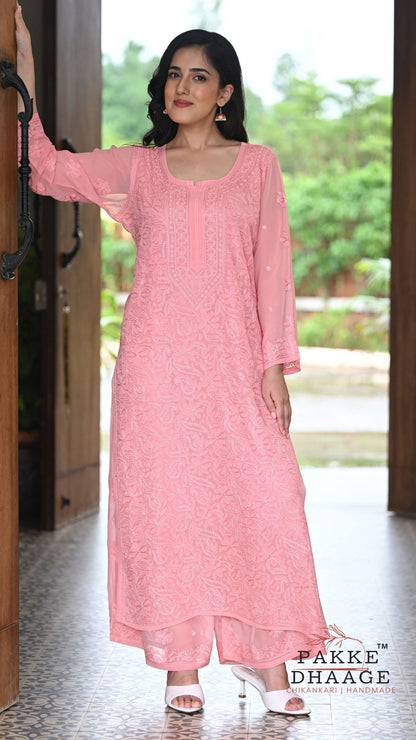 Roohani Georgette Kurta & Kurta Sets - Rosewood Pink