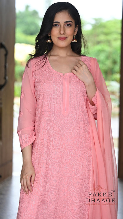 Roohani Georgette Kurta & Kurta Sets - Rosewood Pink