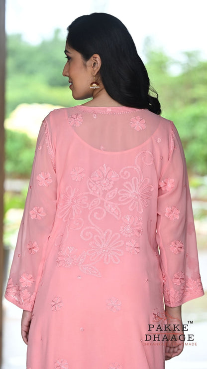 Roohani Georgette Kurta & Kurta Sets - Rosewood Pink