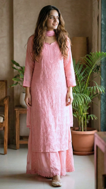 Roohani Georgette Kurta & Kurta Sets - Rosewood Pink