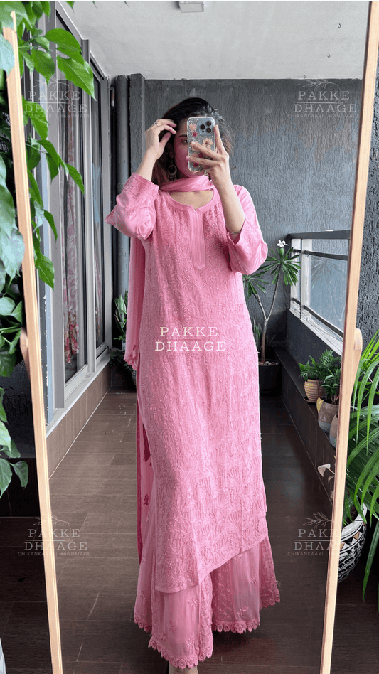 Roohani Georgette Kurta & Kurta Sets - Rosewood Pink