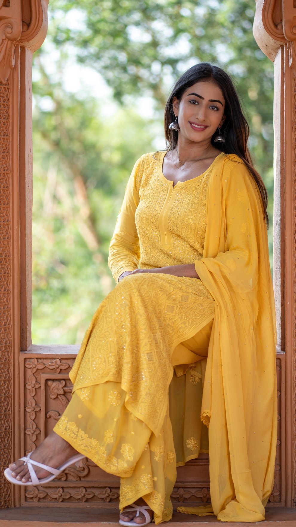 Roohani Georgette Kurta & Kurta Sets - Sunshine Yellow