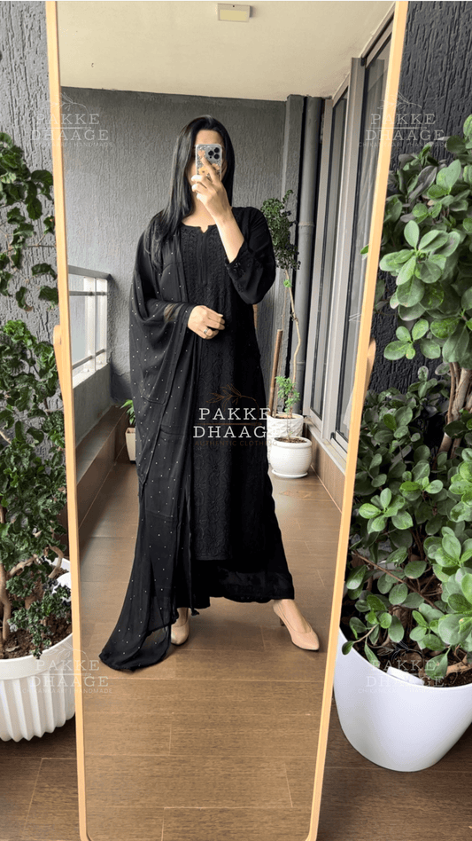 Roohani Georgette Kurta & Kurta Sets - Timeless Black