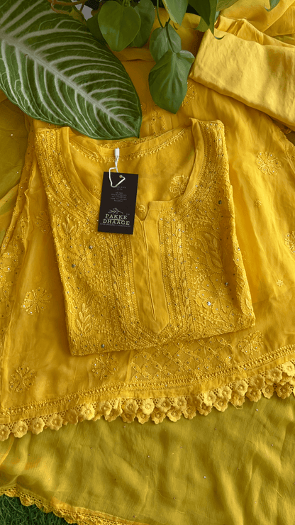 Roohani Pure Viscose Georgette Kurta & Kurta Sets - Canary Yellow