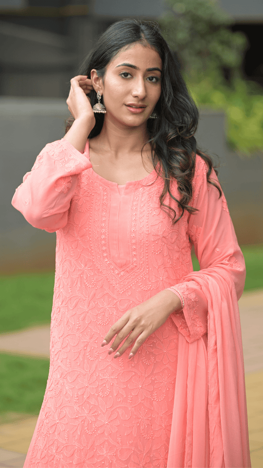 Roohani Pure Viscose Georgette Kurta & Kurta Sets - Morning Mauve