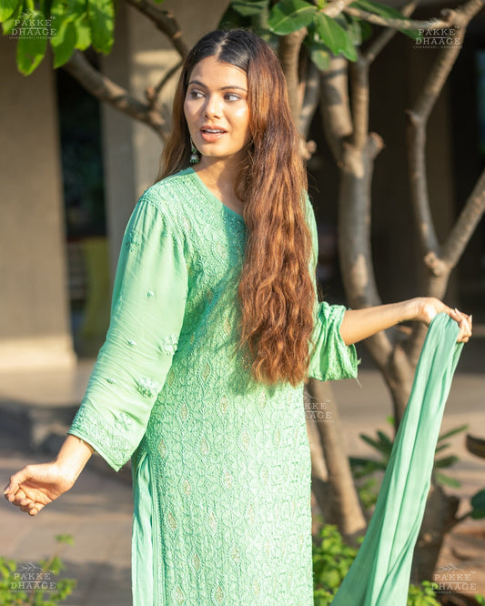 Roohani Pure Viscose Georgette Kurta & Kurta Sets - Stunning Sage Green