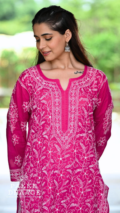 Roohi Pure Mulmul Cotton Kurta Love Potion Pink