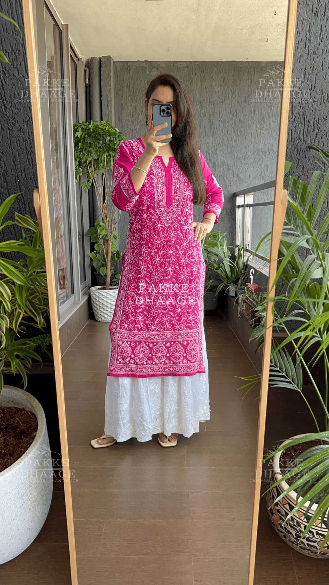 Roohi Pure Mulmul Cotton Kurta - Love Potion Pink