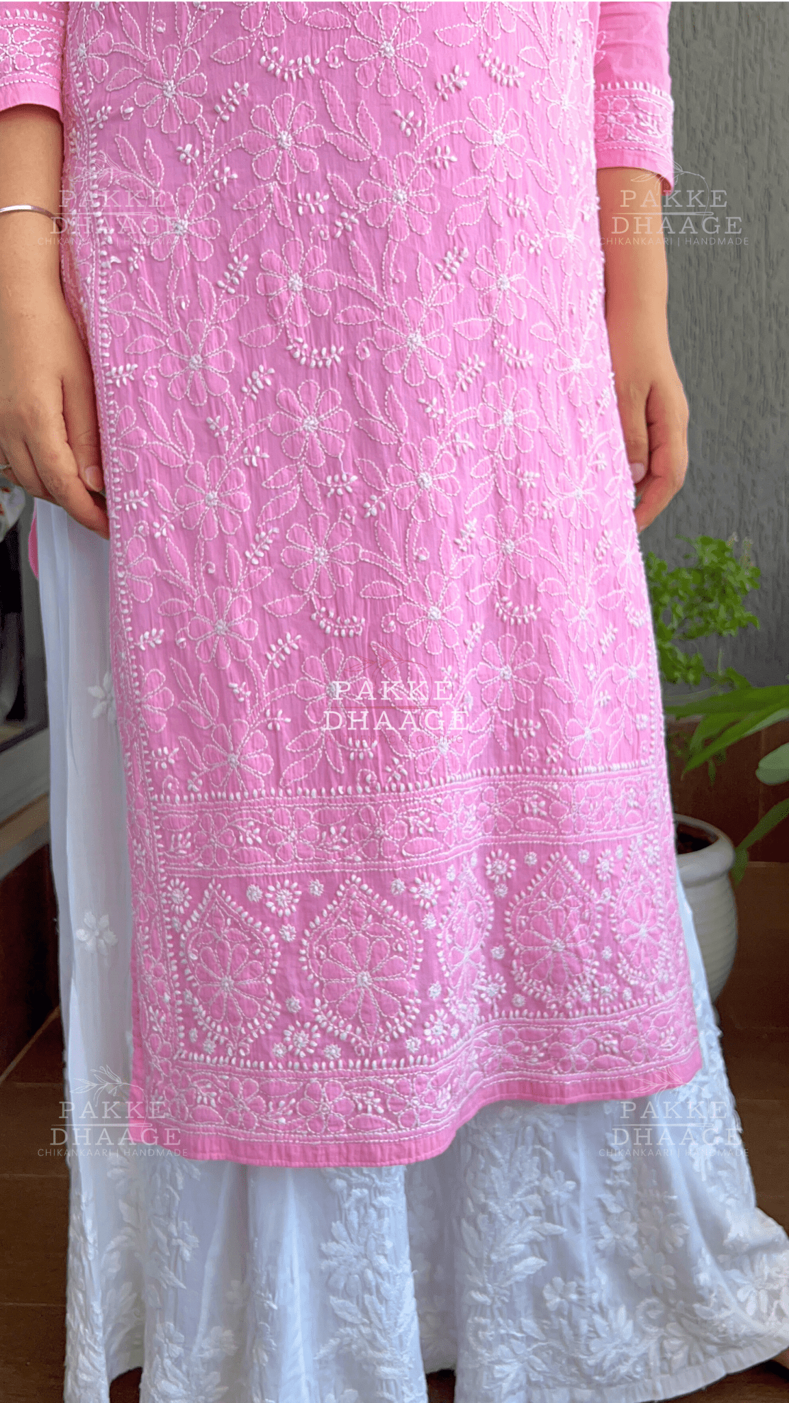 Roohi Pure Mulmul Cotton Kurta - Pink