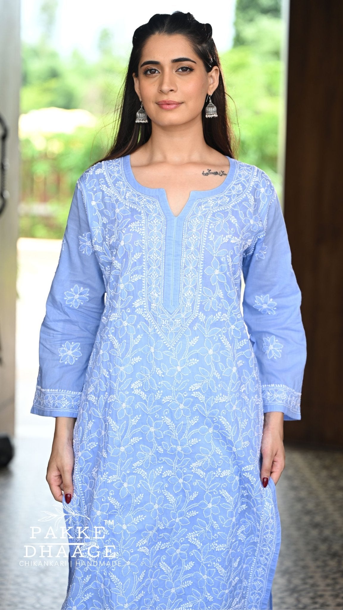 Roohi Pure Mulmul Cotton Kurta Powder Blue