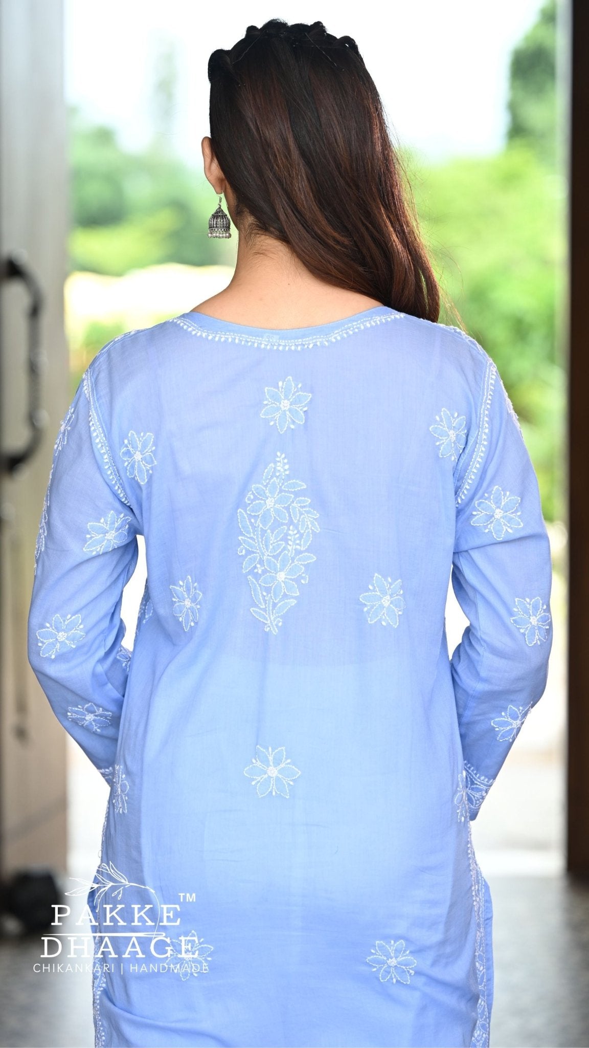 Roohi Pure Mulmul Cotton Kurta Powder Blue