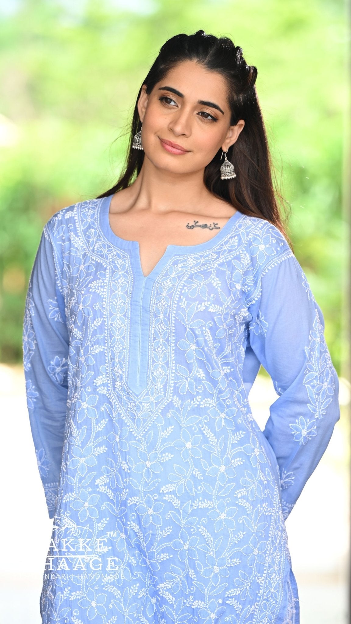Roohi Pure Mulmul Cotton Kurta Powder Blue