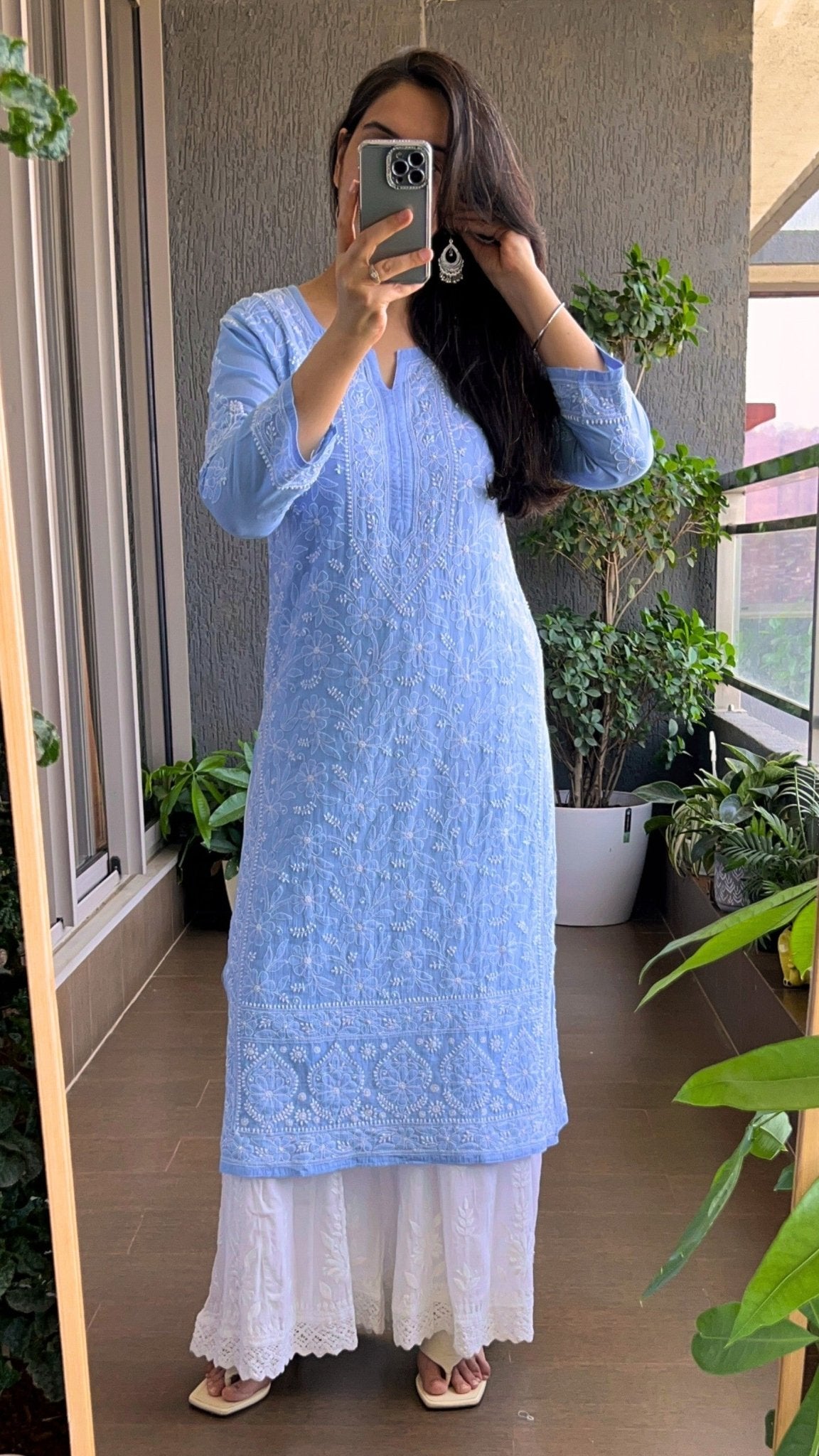 Roohi Pure Mulmul Cotton Kurta Powder Blue
