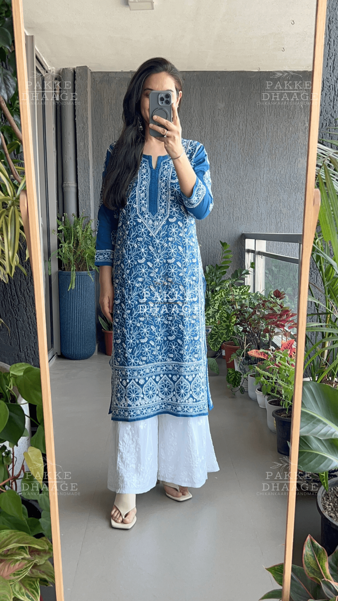 Roohi Pure Mulmul Cotton Kurta - Princess Blue