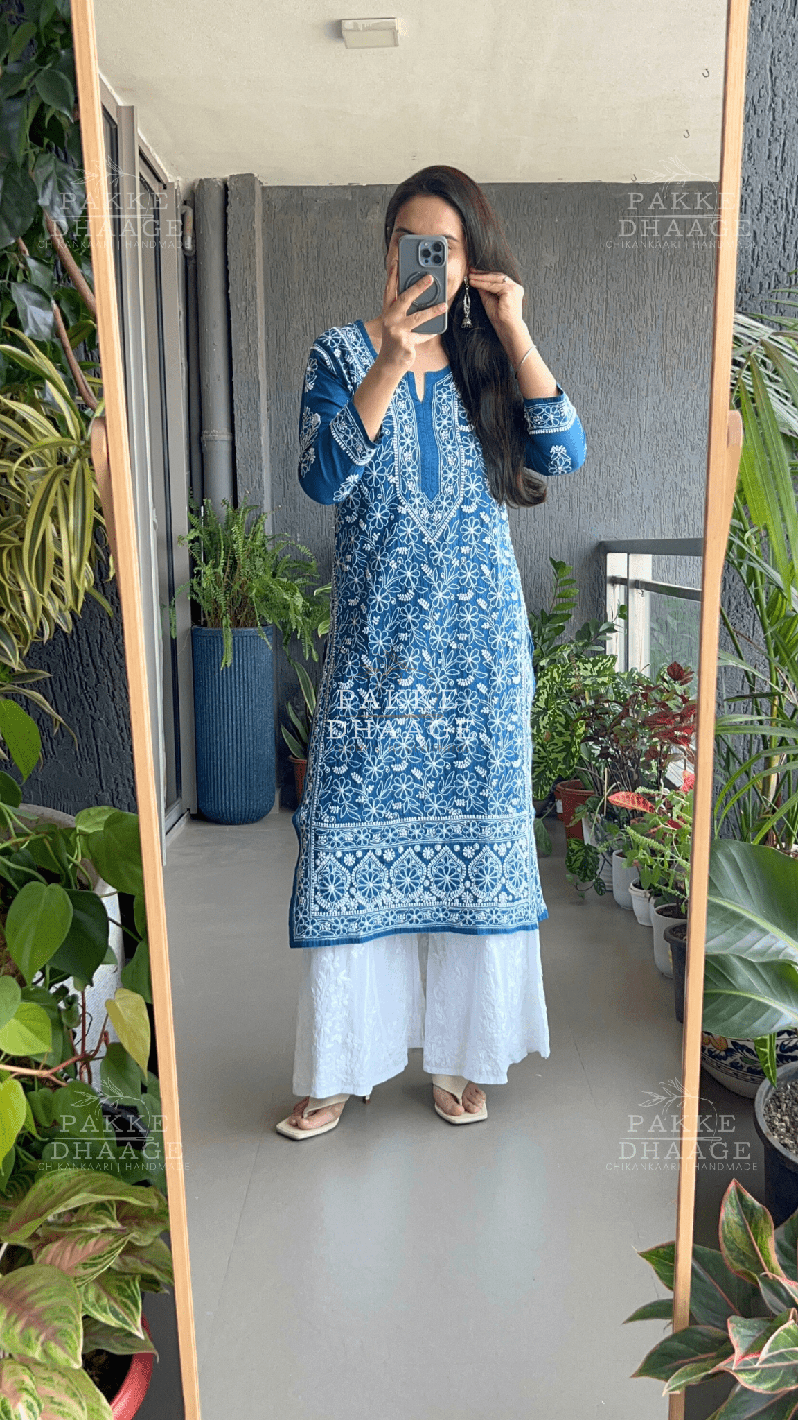 Roohi Pure Mulmul Cotton Kurta - Princess Blue