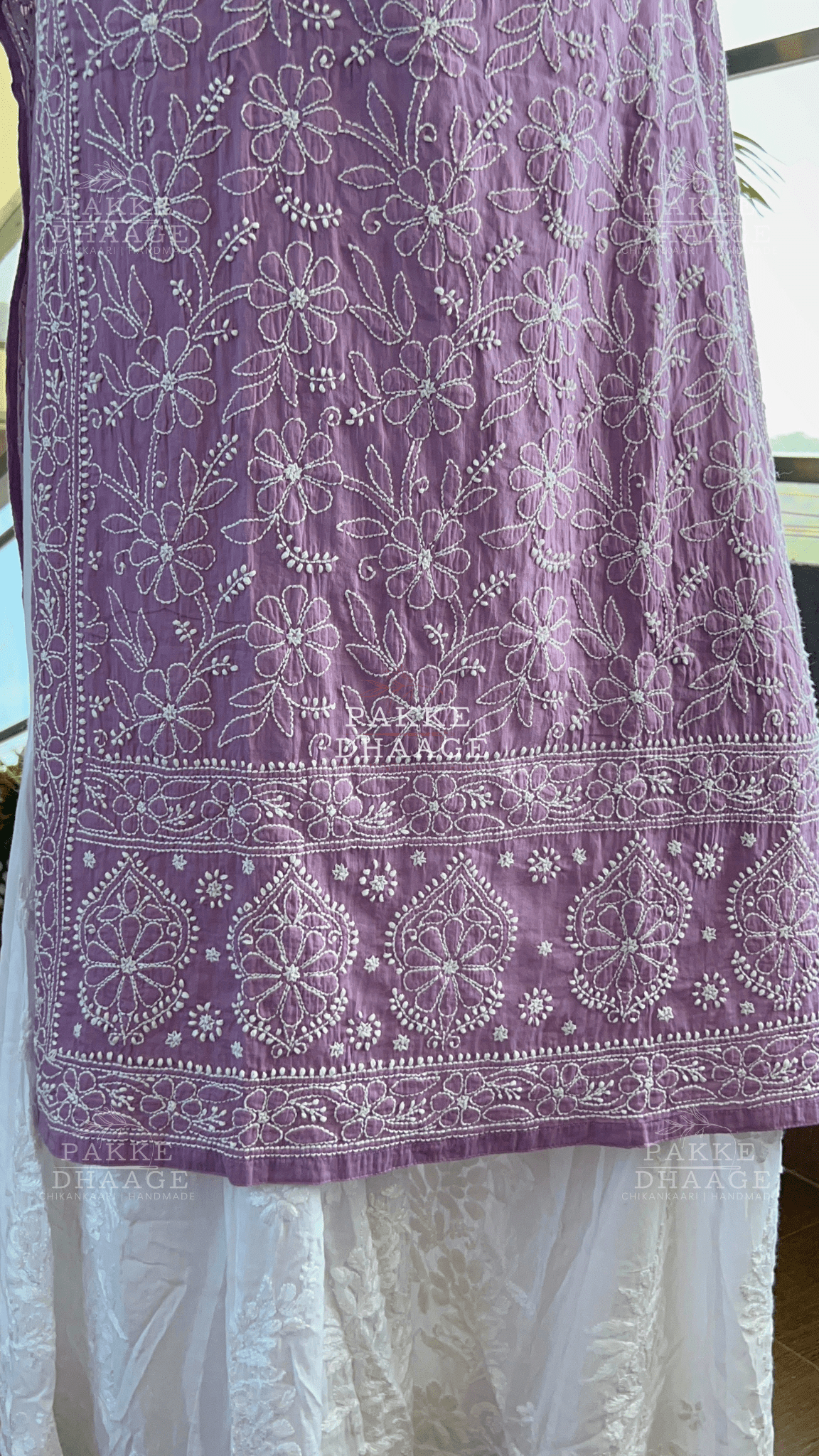 Roohi Pure Mulmul Cotton Kurta - Purple Passion