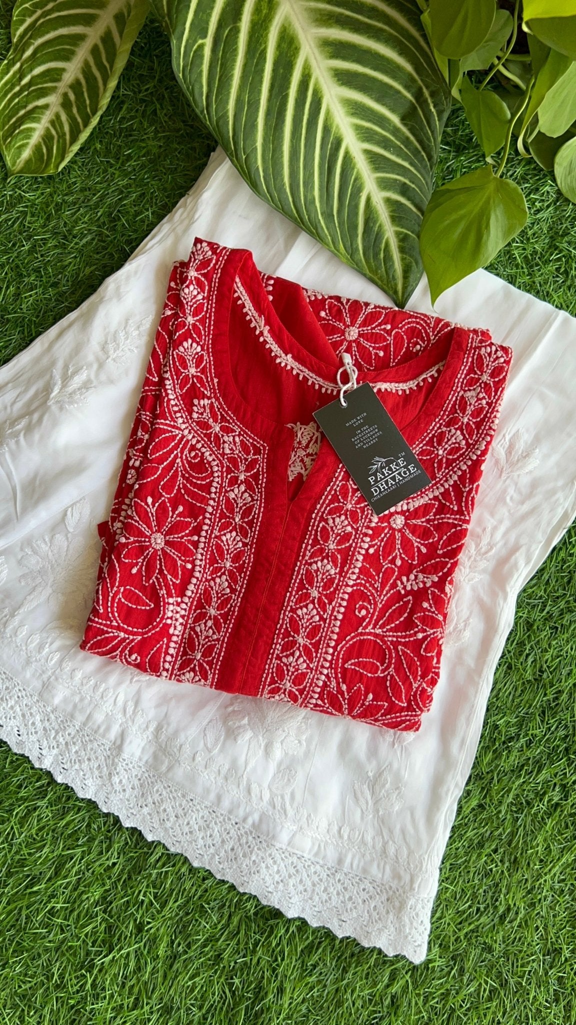 Roohi Pure Mulmul Cotton Kurta - Red Rouge