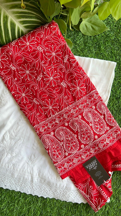 Roohi Pure Mulmul Cotton Kurta - Red Rouge