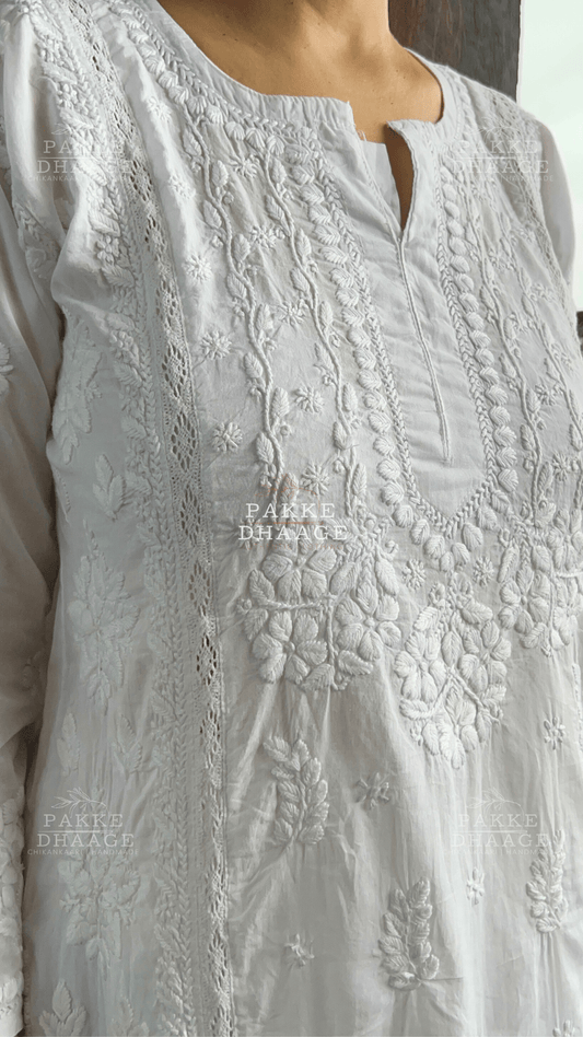 Sahar Pure Mulmul Kurta - White