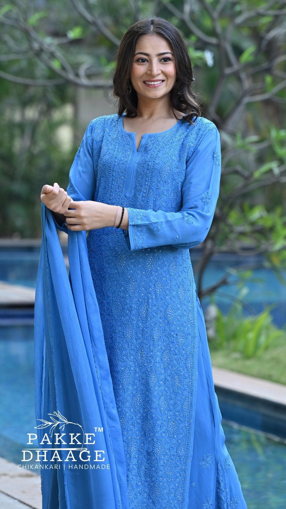 Sahiba Pure Viscose Kurta & Kurta Sets - Cerulean Blue